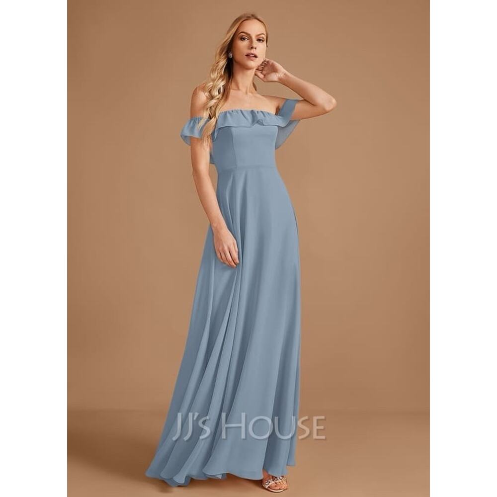 JJs House Homecoming Dress Womens 12 Dusty Blue‎ Formal Off Shoulder Gown NEW
